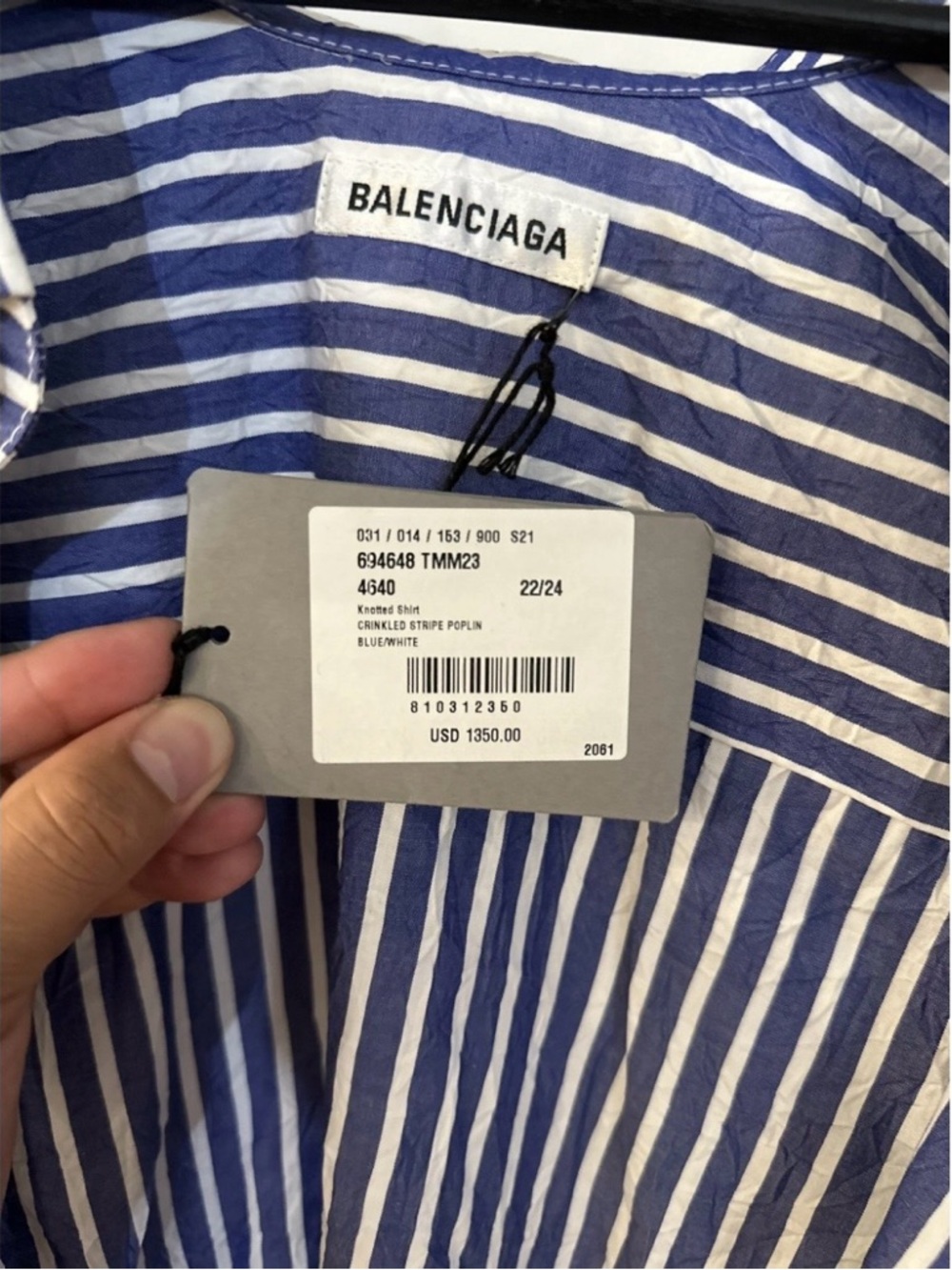 NWT Balenciaga Unisex Oversized Stripped Poplin Shirt Runway Size 3 $1,350 Auth - Picture 9 of 12